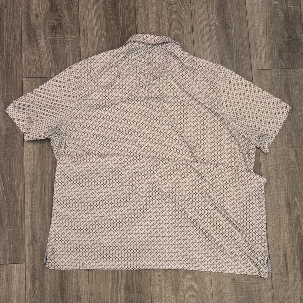 johnnie-O Men's Polo Shirt - White and Blue Pattern - Picture 3 of 6